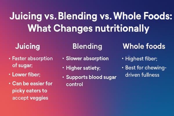 Juicing vs. blending vs. whole foods