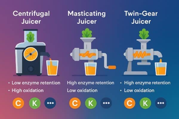 centrifugal, masticating, and twin-gear juicer